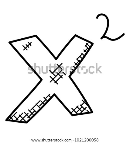 
X square doodle icon. Square algebra
