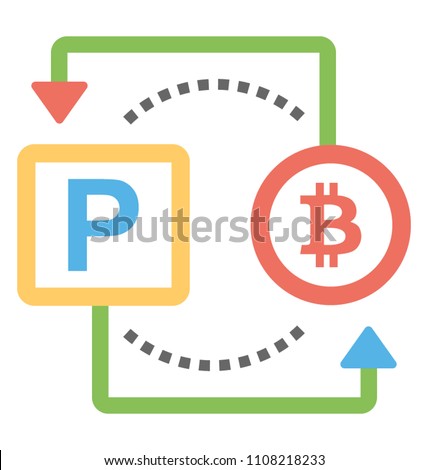 P square and B circle, two pointers with connected with dots but in an irreversible way is an icon to describe bitcoin to paypal conversion 
