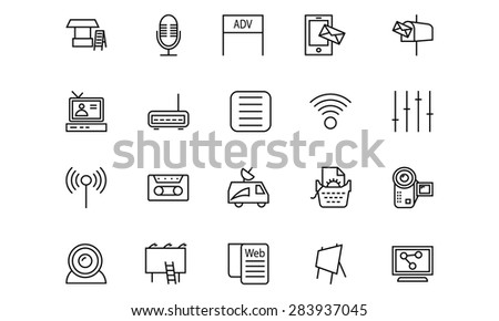 Media and Advertisement Line Icons 4