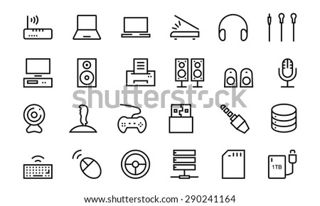Computer Hardware Vector Line Icons 2