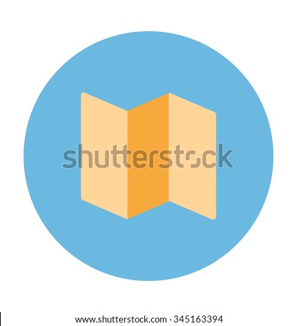 
Unfolded Map Colored Vector Icon
