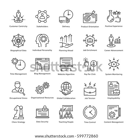 Business Management and Growth Vector Line Icons 13