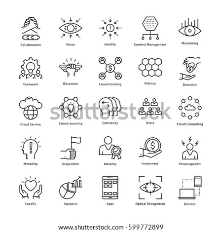 Business Management and Growth Vector Line Icons 25