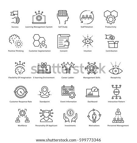Business Management and Growth Vector Line Icons 46