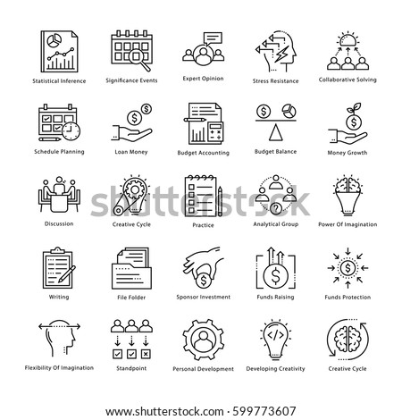 Business Management and Growth Vector Line Icons 18