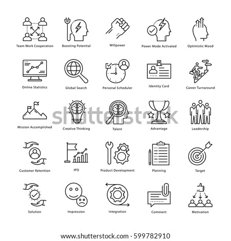 Business Management and Growth Vector Line Icons 2