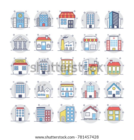 Buildings Flat Rounded Icons 2