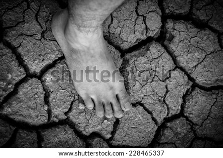 foot on drought land for presentation