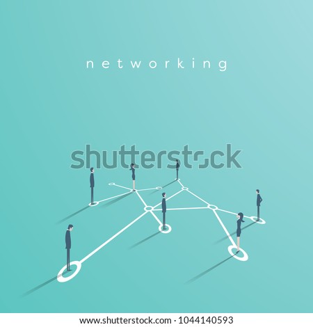 Group of business people networking, making contacts vector concept illustration. Symbol of communication, teamwork, collaboration. Eps10 vector illustration.