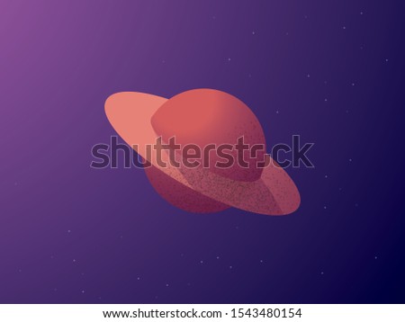 Space scene with planet with rings in modern vector illustration style. Futuristic universe background or wallpaper. Eps10 illustration.