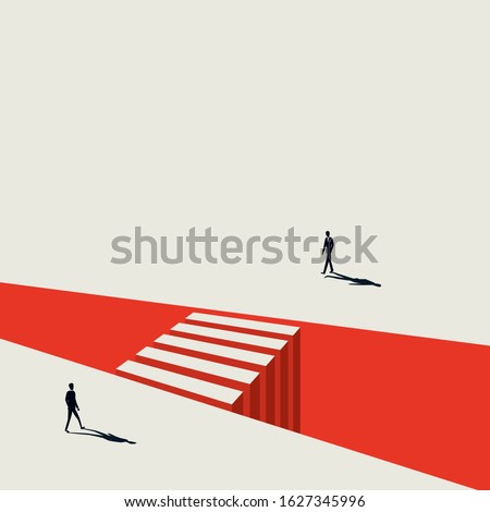Business negotiation vector concept with businessman approaching each other. Symbol of discussion, meeting, crossing gaps, building bridges. Eps10 illustration.