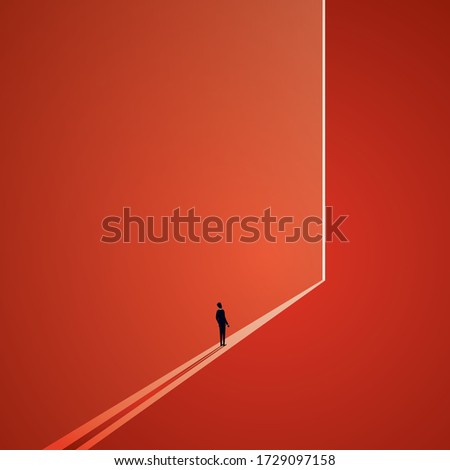 Light at the end of the tunnel vector concept. Symbol of dark times ending, hope on horizon, future success. New opportunity and overcome challenge, finding solution. Eps10 illustration.