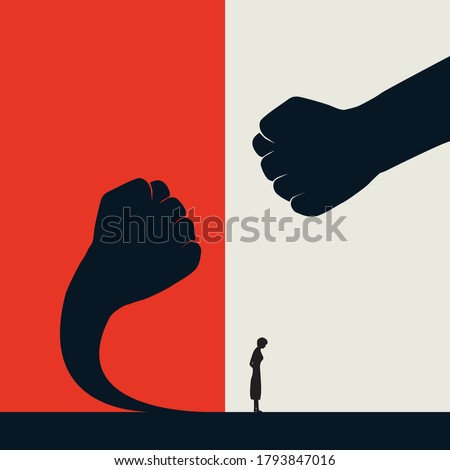 Stop violence against women and fight back vector poster template. Fearless women with courage stand up. Eps10 illustration.