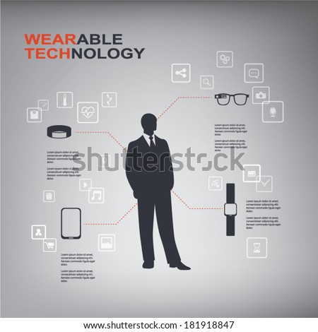 Wearable technology infographics with smart devices and icons