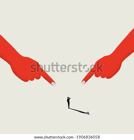 Bullying and blame game vector concept. Fingers pointing at person. Symbol of discrimination, shaming. Eps10 illustration. Stockfoto © 