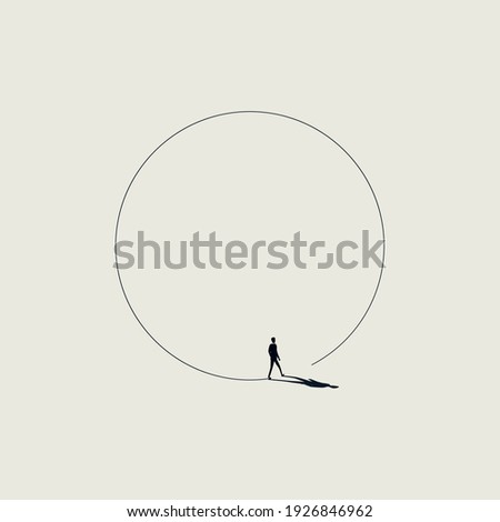 Business walk in circle metaphor vector concept. Symbol of never ending issue, no solution. Eps10 illustration.
