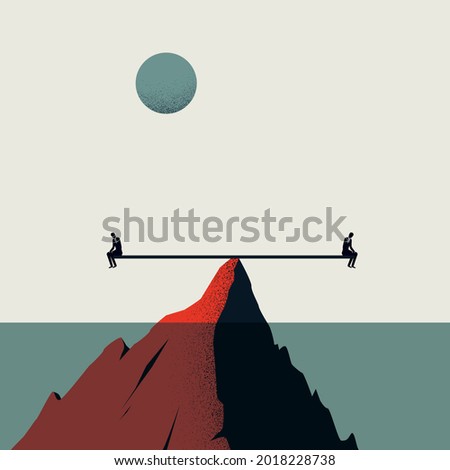 Business balance, difference vector concept. Symbol of contrast, different opinion, direction. Minimal eps10 illustration.