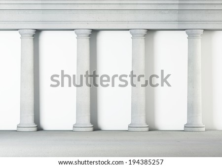 Antique columns on white background