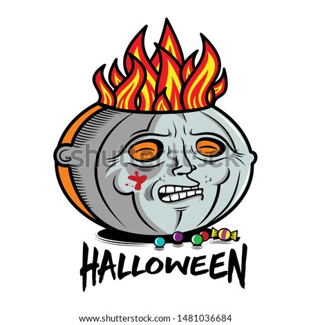 Masked Pumpkin Michael Myers. New original illustration. Vector. 