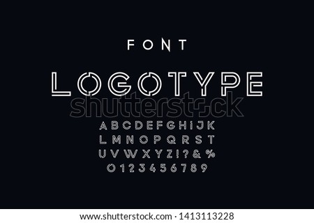 Vector of modern abstract font and alphabet. Geometric technology font. Modern futuristic design letters and numbers. Vector font for logo. 
