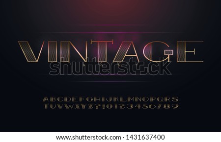 Vector of stylized modern glamorous font and alphabet