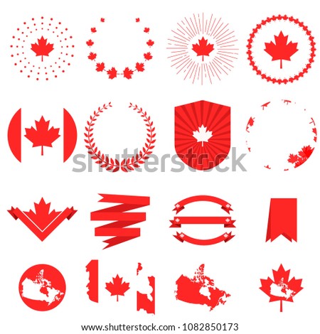 Canada day. Decorative elements,  
set of greetings or elemants for banner , paper, decorative background. Vector illustration 