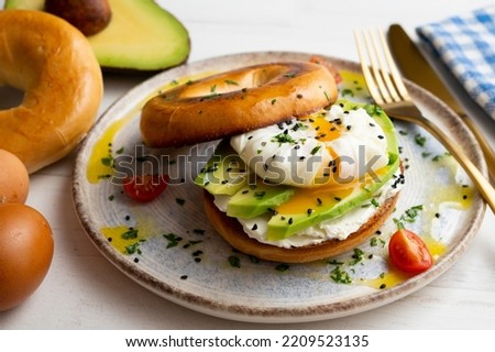 Similar – Image, Stock Photo Toast and Poached Eggs egg