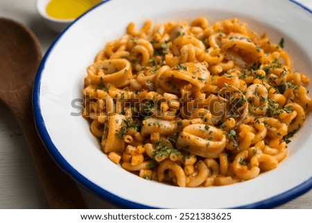 Similar – Image, Stock Photo Pan with tasty fideua dish on table