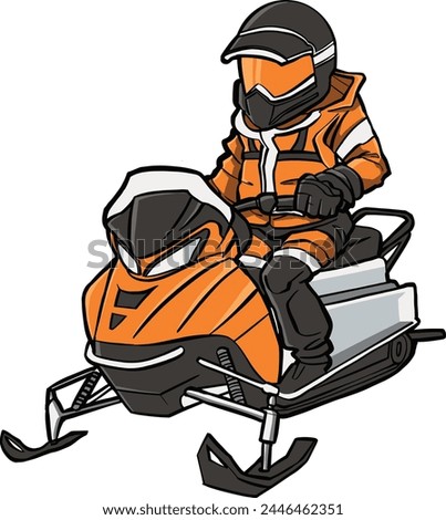 Snowmobile Adventure in Winter Gear
