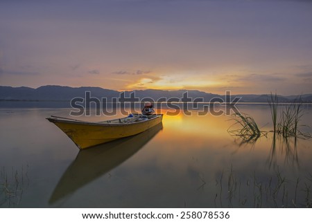 A beautiful Sunset seen the fishing boat