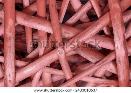 Image, Stock Photo red wooden rattan macro close up