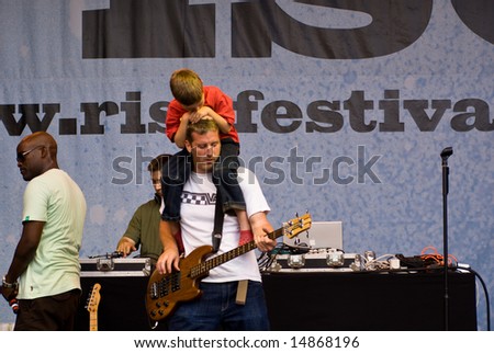 LONDON, UK - JULY 2008. Dub Pistols play at Rise Festival, London, England, UK. July 2008.