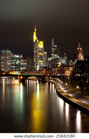 Frankfurt by night. Commercial district.