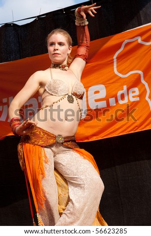 HEIDELBERG, GERMANY - JULY 4: Belly dancing ballerina at Africatage, the African culture day. July the 4th, 2010 in Heidelberg, Germany.
