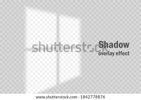 Vector shadow overlay effect. Transparent soft light and shadows from window.  Mockup of transparent window shadow and natural lightning. 10 eps mesh.