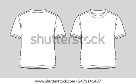 Blank white t-shirt template. Front and back view illustration	