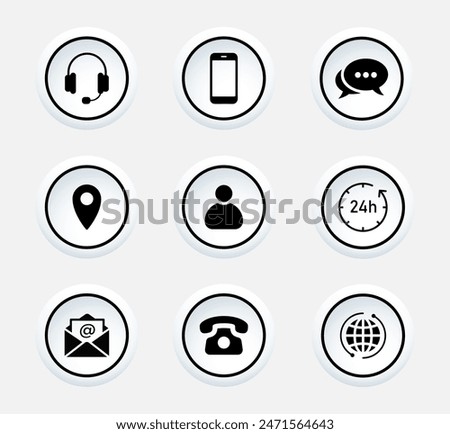 3d Communication Line Icons Web icons. Contact us vector illustration	