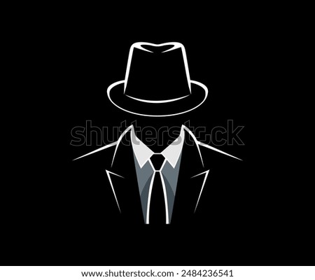 Mafia Spy Man Logo Tuxedo Suit Icon	