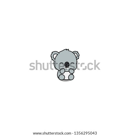 Cute baby koala cartoon icon, vector illustration