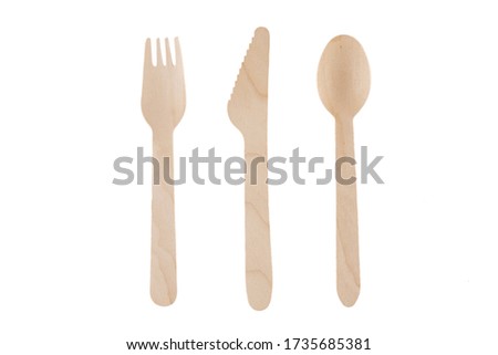 Similar – Image, Stock Photo Eco fork made of wood instead of plastic for party, events and food to go