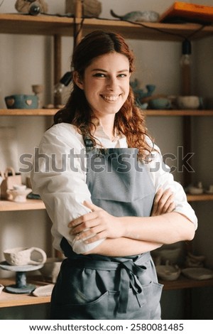 Similar – Image, Stock Photo Young craftswoman in her workshop