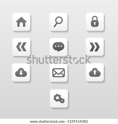 Vector buttons icon set- Home,Search,Upload,Download,Login,Help,E-mail,Setting,Next,Prev.