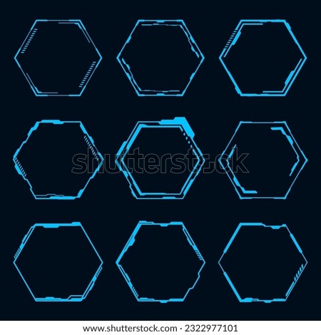 Vector futuristic hexagon element. HUD focus sci-fi circular design.