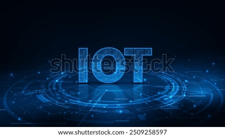 Futuristic Internet Of Things (IOT) Concept. Big data cloud computing network on dark blue background.