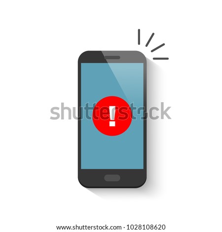 Notice on the smartphone screen. Vector illustration in flat style.