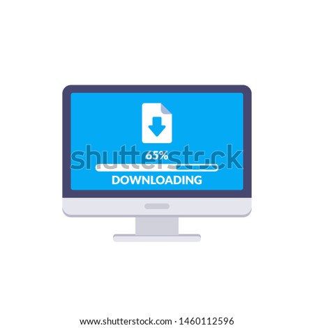 Downloading process on computer screen. Software interface background.
Vector illustration in flat style.