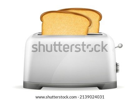 vintage old retro toaster with toast stock vector illustration isolated on white background