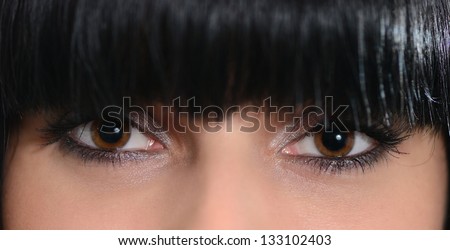View of  brunette. Eyes open