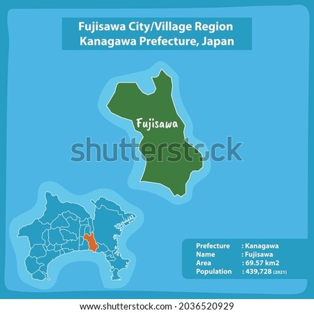 Fujisawa City Village Region Kanagawa Prefecture Map, Japan