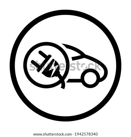 Electric car with plug icon symbol. Charge an electric car. Vector illustration. Icon sign. eps 10